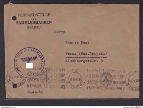 Besetzung Generalgouvernement Brief Stempel Krakau Eingeführt und