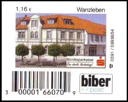 Biberpsot: "Bördesparkasse", Wert zu 1,16 EUR, Typ IV, postfrisch