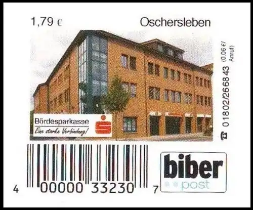 Biberpost: "Bördesparkasse", Wert zu 1,79 EUR, Typ I, postfrisch