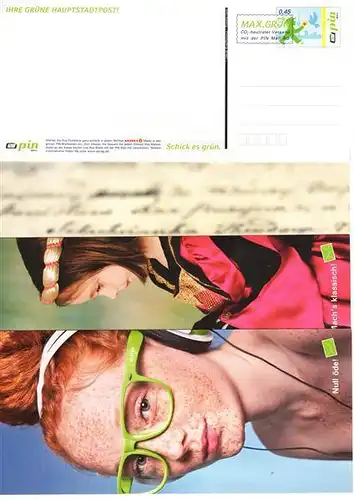 PIN Mail: MiNr. P 10 I - 12 I, "IHRE GRÜNE HAUPTSTADT", ungebr.