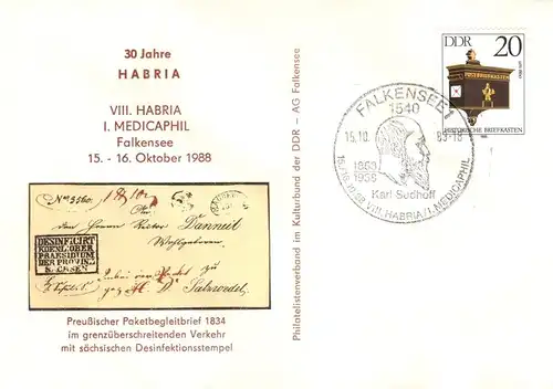 DDR: MiNr. 2925, 15.10.1988, "30 Jahre HABRIA", Ganzstück, Zudruck, SSt.