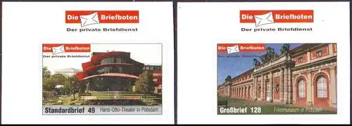 Briefboten: MiNr. 11 - 12, "Neueröffnung des Hans-Otto-Theaters", ER, pfr.