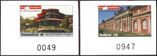 Briefboten: MiNr. 11 - 12, "Neueröffnung des Hans-Otto-Theaters", BoNr, pfr.