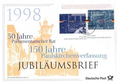 BRD: MiNr. 1986 - 1987 Block 43, "Parlamentarischer Rat ...", Jubil.