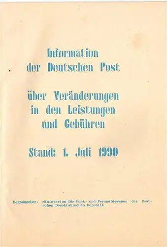 DDR: "Informationen der Deutschen Post ..., 01.07.1990", gebrauicht