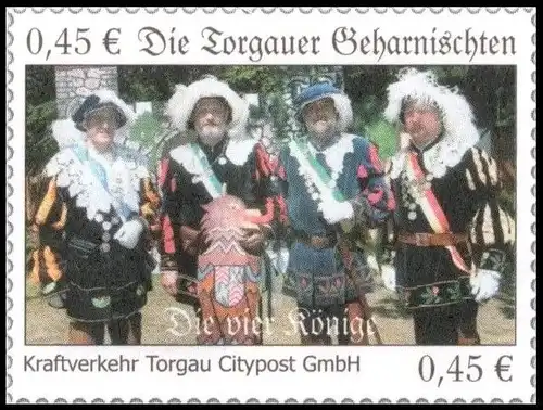 Kraftverkehr Torgau Citypost: MiNr. 7, "Die Torgauer Geharnischten", Satz, pfr.