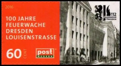 PostModern: MiNr. 405, "100 Jahre Feuerwache Dresden, Luisenstraße", Satz, pfr.