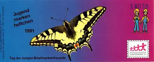 BRD: MiNr. SDJ-MH (MiNr. 1512), Markenheftchen "Jugend: Schmetterlinge"