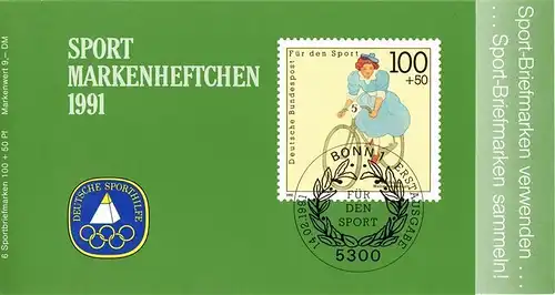 BRD: MiNr. DSH-MH 15 (MiNr. 1500), 00.00.1991, Markenheftchen "Sport: Radfahren"