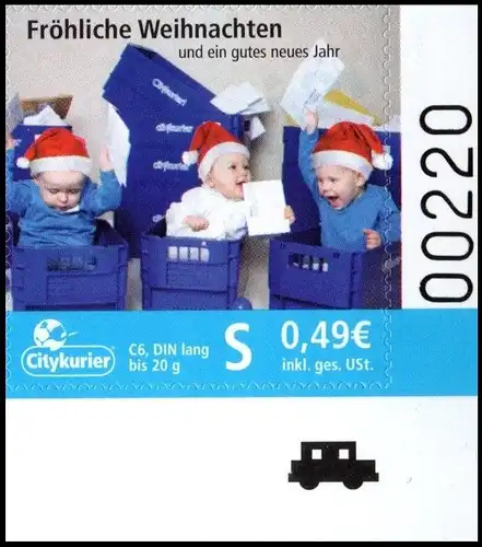 Citykurier: MiNr. 27, "Weihnachten 2009", Satz, Bogennummer, postfrisch