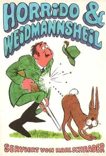 DDR: 8 Ansichtskarten "Horrido & Weidmannsheil: Schrader", Folder, ungebraucht