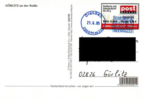 PostModern: MiNr. 10, "Dauerserie, 1. Ausgabe", Wert zu 0,45 EUR, Bedarfsbeleg