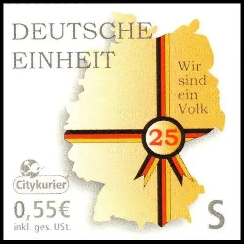 Citykurier: MiNr. 187,  "25 Jahre Deutsche Einheit", Satz, postfrisch