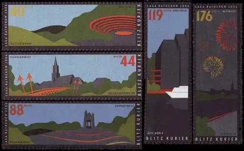 Blitz-Kurier: MiNr. 1 - 5, "Laga Rathenow 2006", Satz, postfrisch
