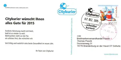 Citykurier: MiNr. KE 24, 07.12.2015, "Neujahr 2016", Satz, echt gelaufen