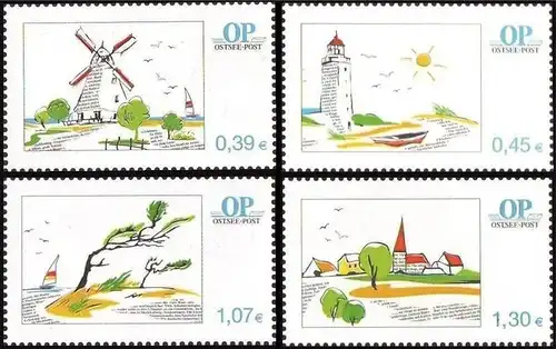 Ostsee-Post: MiNr. 9 - 12, "Sehenswürdigkeiten", Satz, postfrisch