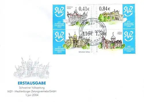 SVZ: MiNr. 1 - 4, "Regionale Sehenswürdigkeiten I", Satz (Zusammendruck), FDC