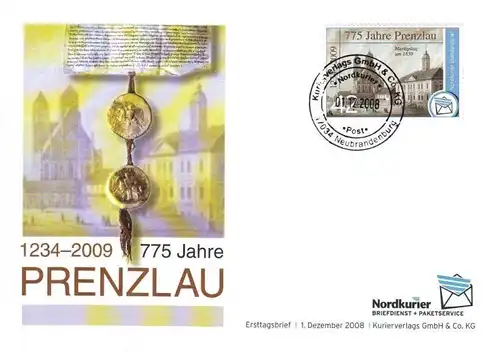 Nordkurier: MiNr. 56, "775 Jahre Prenzlau", offizieller FDC, ESSt.