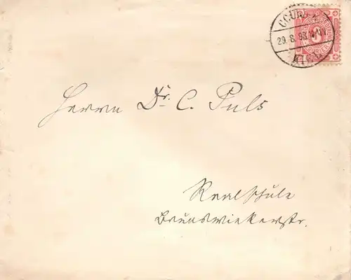 Kiel: A - Courier: MiNr. 6, 00.02.1897, "Kleine Eckkreuze", Ganzstück (Umschlag)