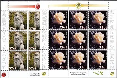 Sangerhäuser Kurier: MiNr. 24 - 25, "Europa-Rosarium (I)", Satz, S-Bogen, pfr.