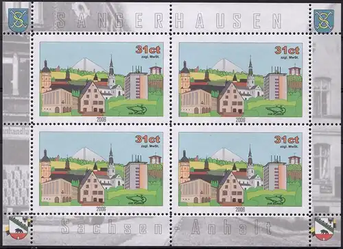 Sangerhäuser Kurier: MiNr. 12, "Stadt Sangerhausen", Satz, Kleinbogen, pfr.