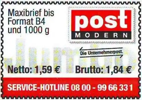 PostModern: MiNr. 13: "2. Ausgabe" Wert zu 1,84 EUR, postfrisch