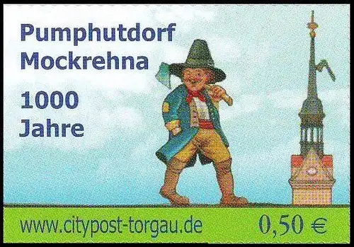 Citypost Torgau: MiNr. 23 "1000 Jahre Pumphutdorf Mockrehna", pfr.