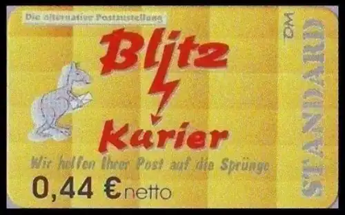 Blitz-Kurier: MiNr. 9 B, "2. Ausgabe", Wert zu 0,44 EUR, glänzendes P., pfr.