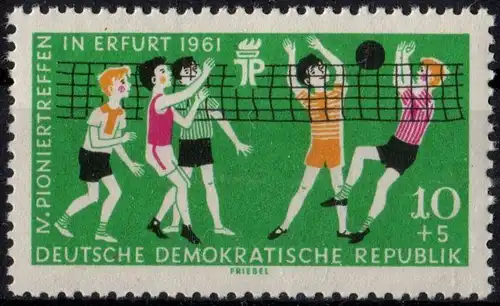 DDR: MiNr. 827 X, 09.05.1961, "Pioniertreffen, Erfurt", geprüft, postfrisch