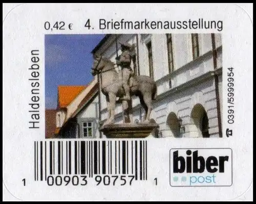 Biberpost: MiNr. 43, "Briefmarkenausstellung, Haldensleben: Roland", Typ V, pfr.