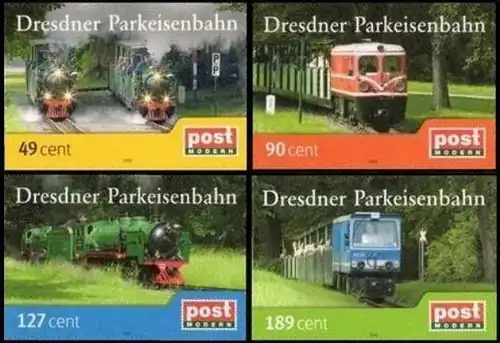 PostModern: MiNr. 158 - 161, "60 Jahre Dresdner Parkeisenbahn", Satz, pfr.