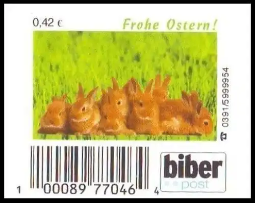 Biberpost: MiNr. 40, "Ostern 2008", Satz, Typ II, postfrisch