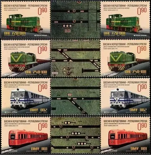 Bosnien-Herzegowina: MiNr. 542 - 545, "Diesellokomotiven", Satz, Zdr., pfr.