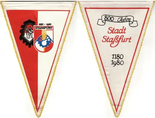 DDR: 1980, Wimpel "800 Jahre Stadt Staßfurt (1)", neuwertig