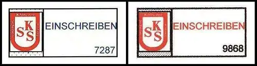 KSS Ltd: MiNr. 4 - 5, "Einschreibewerte", Satz, postfrisch