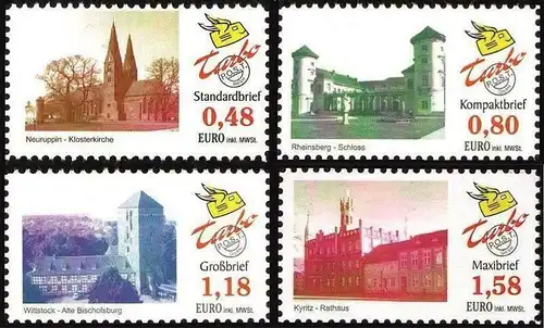 Turbopost: MiNr. 1 A - 4 A, "Baudenkmale", Satz, postfrisch