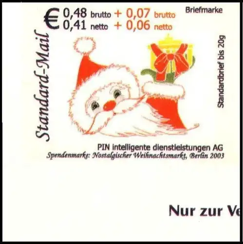 PIN AG: MiNr. 31, "Nostalgischer Weihnachtsmarkt, Berlin", Eckrand, postfrisch