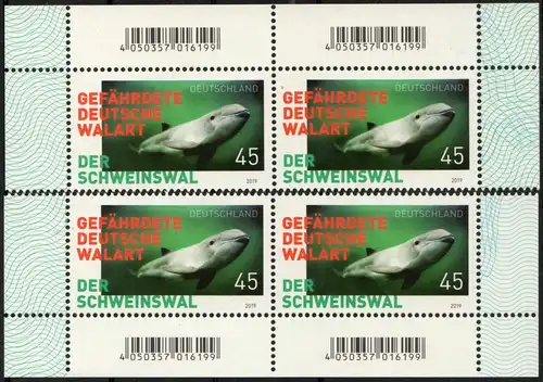 BRD: MiNr. 3452, "Der Schweinswal - gefährdete dt. Walart'", ER, Codierung, pfr.