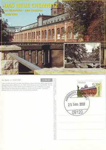 WVD: MiNr. 5, "Wahrzeichen der Stadt Chemnitz", offiz. Postkarte (Markthalle)