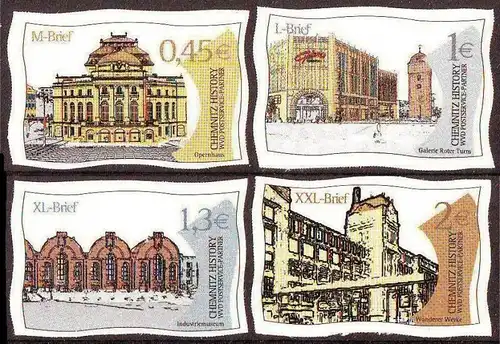 WVD: MiNr. 1 a, 2 a, 3, 4, "Wahrzeichen der Stadt Chemnitz", Satz, pfr.