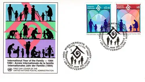 UNO Wien: MiNr. 160 - 161, "Internationales Jahr der Familie", FDC