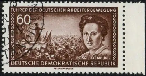 DDR: MiNr. 478 X I, "Arbeiterbewegung: Rosa Luxemburg", ESSt. geprüft