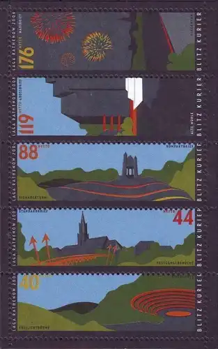 Blitz-Kurier: MiNr. 1 - 5 (KB 1), "Laga Rathenow 2006", Satz (Zudr.-Bogen), pfr.