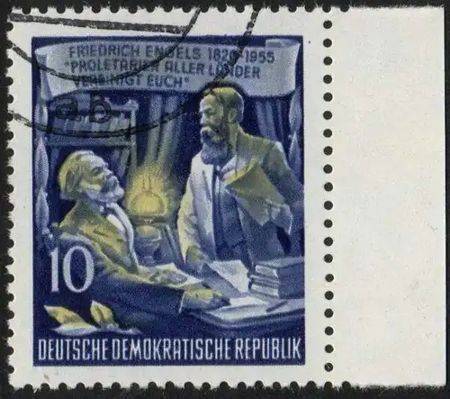 DDR: MiNr. 486 Y I, "60. Todestag Friedrich Engels", geprüft, ESt.