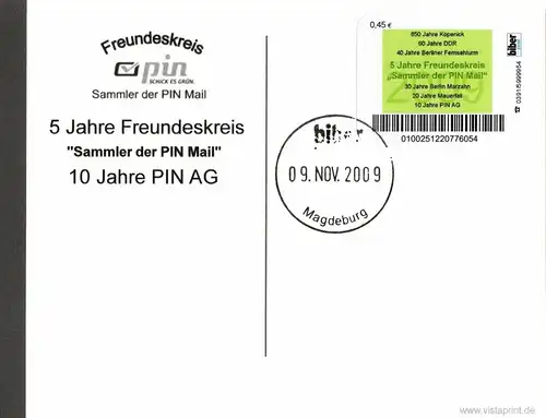 Biberpost: "5 Jahre Freundeskreis Sammler der PIN Mail", Ganzstück