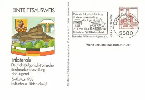 Berlin (West): "Trilaterale - Deutsch-Bulgarisch-Polnische Briefmarkenausst." GA