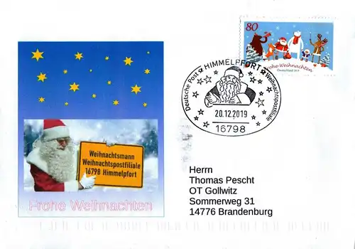 BRD: MiNr. 3504, 02.11..2019, "Weihnachten mit Freunden", Ganzstück, SSt.