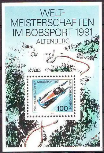 BRD: MiNr. 1496 Bl. 23, "Weltmeisterschaften im Bobsport, Altenberg", pfr.