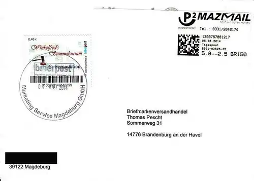 Biberpost: "Winkelfred's Sammelsurium", Satz, Ganzstück (Umschlag), echt gel.