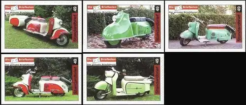 Briefboten: MiNr. 36, 40 - 43, "Motorroller aus Ludwigsfelde", Satz